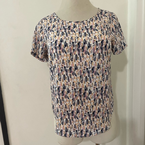 Simply Styled by Sears L Large Pink Blue Abstract Sleeveless Tiered Top - Picture 4 of 6